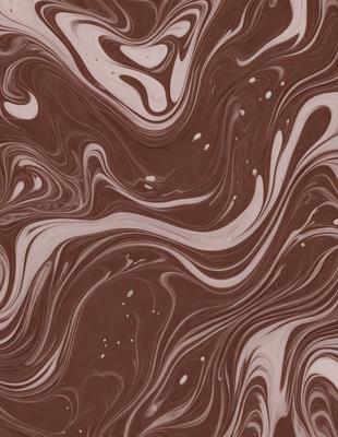 The primary subject of the image is a close-up of a chocolate-colored patterned wallpaper. The setting is a room with a brown and white color scheme. The visual style is a patterned wallpaper, which gives the room a unique and artistic appearance. The dominant colors are brown and white, creating a warm and inviting atmosphere.