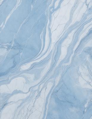 The primary subject of the image is a marble tile with a blue and white color scheme. The setting is a bathroom, as indicated by the presence of the marble tile. The visual style is a close-up of the tile, showcasing its intricate design and texture. The colors and mood of the image are predominantly blue and white, creating a clean and elegant atmosphere.