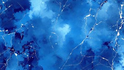 The primary subject of the image is a blue and white painting of a cloudy sky. The setting is a blue background, and the visual style appears to be a digital art or illustration. The dominant colors are blue and white, creating a calm and serene atmosphere.