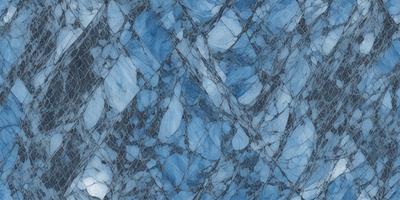 The primary subject of the image is a blue marble wall with a pattern of white and blue swirls. The setting is a room with a blue marble floor, and the visual style is a close-up of the marble wall. The colors and mood of the image are predominantly blue, creating a calm and serene atmosphere.