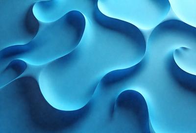 The primary subject of the image is a blue, textured surface that resembles a piece of fabric or a sculpture. The setting is a blue background, which complements the blue surface. The visual style is a combination of digital art and illustration, creating a unique and artistic representation of the blue surface. The colors and mood of the image are predominantly blue, giving it a calm and serene atmosphere.