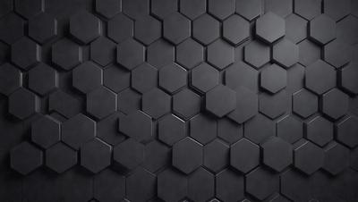 The primary subject of the image is a black and white patterned wall. The setting is a black background, and the visual style is a patterned wallpaper. The dominant colors are black and white, creating a bold and striking atmosphere.