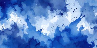 The primary subject of the image is a blue cloudy sky with white and blue paint splatters. The setting is a cloudy day, and the visual style is a painting or drawing. The colors and mood of the image are predominantly blue and cloudy, creating a serene and calming atmosphere.