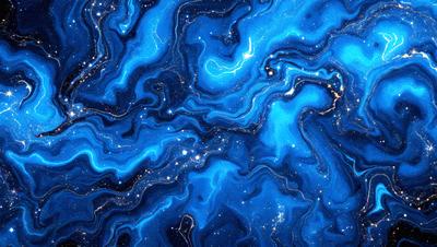 The primary subject of the image is a blue and gold swirling pattern, which appears to be a digital art or illustration. The setting is a dark blue background, and the visual style is a combination of digital art and illustration. The dominant colors are blue and gold, creating a sense of depth and intricacy in the swirling pattern.
