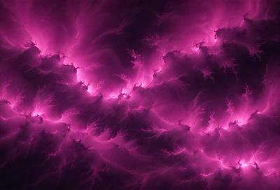 The primary subject of the image is a purple and pink swirling cloud. The setting is a dark, cloudy sky, and the visual style appears to be a digital art or illustration. The dominant colors in the image are purple and pink, creating a vibrant and energetic atmosphere.
