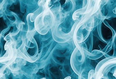 The primary subject of the image is a blue, swirling, and cloudy smoke. The setting is a dark blue background, which contrasts with the smoke. The visual style is a digital art or illustration, creating a dynamic and captivating scene. The colors and mood of the image are predominantly dark and moody, with the blue smoke adding a touch of mystery and intrigue.