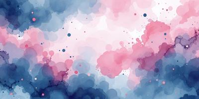 The primary subject of the image is a colorful, abstract painting featuring a mix of pink, blue, and purple colors. The setting is a cloudy sky, which serves as the backdrop for the painting. The visual style is a combination of digital art and illustration, creating a unique and vibrant atmosphere. The dominant colors and overall mood of the painting are energetic, lively, and full of life.