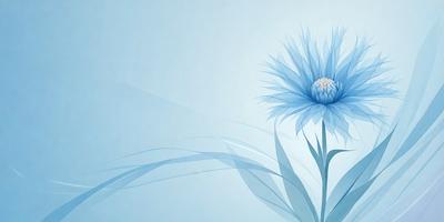 The primary subject of the image is a blue flower with a white center, which is the main focus of the image. The setting is a blue background, which creates a contrasting and visually appealing environment. The visual style of the image is digital art, as it is a computer-generated or digitally created artwork. The dominant colors in the image are blue and white, creating a calm and serene atmosphere.