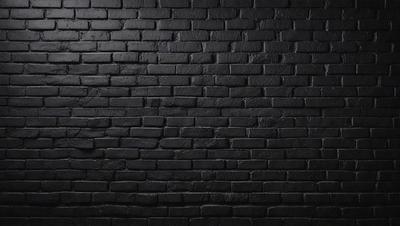 The primary subject of the image is a black brick wall. The setting is a dark room, and the visual style is a close-up of the brick wall. The colors and mood of the image are predominantly dark, with the black brick wall being the main focus.
