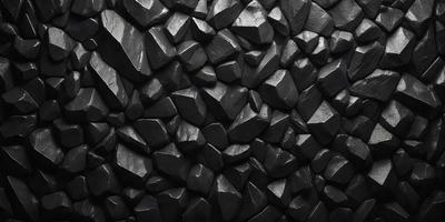 The primary subject of the image is a large black rock wall. The setting is a dark, possibly underground environment. The visual style is a black and white photo, which adds a dramatic and moody atmosphere to the scene. The dominant colors are black and white, with the black rock wall being the main focus of the image.
