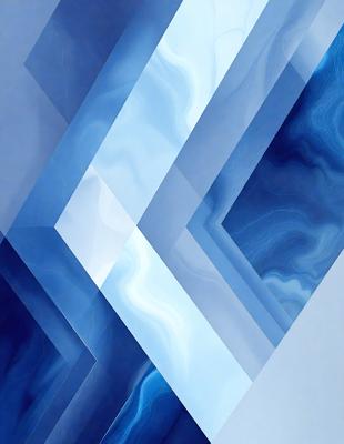 The primary subject of the image is a blue and white geometric pattern. The setting is a blue background, and the visual style appears to be a digital art or illustration. The dominant colors are blue and white, creating a calm and soothing atmosphere.