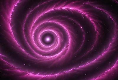The primary subject of the image is a purple spiral, which appears to be a digital art or illustration. The spiral is set against a dark background, creating a striking contrast. The visual style of the image suggests that it is a creative and artistic representation of a spiral, possibly inspired by the concept of a black hole. The colors and mood of the image are predominantly purple, which adds to the overall atmosphere and aesthetic appeal.