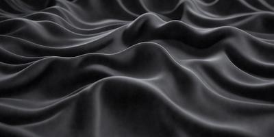 The primary subject of the image is a black fabric with a pattern of waves. The setting is a dark background, and the visual style appears to be a close-up of the fabric. The colors and mood of the image are predominantly dark, with the black fabric being the main focus.