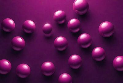 The primary subject of the image is a group of purple balls arranged on a purple surface. The setting appears to be a dark room, and the visual style is a close-up of the balls. The dominant colors in the image are purple, and the overall atmosphere is somewhat mysterious and intriguing.