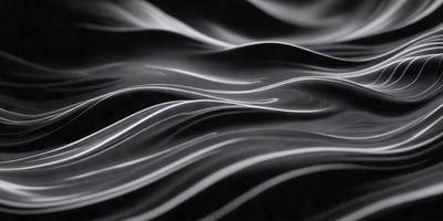 The primary subject of the image is a wave, which is the main object, scene, or focus of the image. The wave is depicted in a black and white style, giving it a classic and timeless appearance. The setting or background of the image is a dark surface, which contrasts with the wave, creating a dramatic and striking visual effect. The visual style of the image is a combination of photo and digital art, as it captures the essence of a wave in a unique and artistic manner. The colors and mood of the image are predominantly black and white, which adds a sense of depth and intensity to the scene.