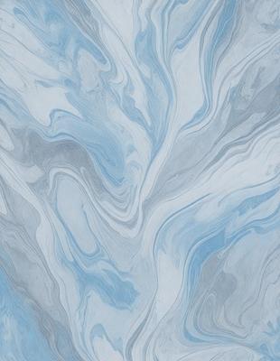 The primary subject of the image is a blue and white marbled tile. The setting is a wall with the tile as the main object. The visual style is a close-up of the tile, showcasing its intricate design. The dominant colors are blue and white, creating a calm and soothing atmosphere.