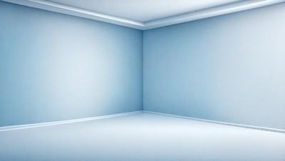 The primary subject of the image is a blue wall with a white border. The setting is a room with a blue wall and a white border. The visual style is a photo, and the colors and mood are predominantly blue and white.