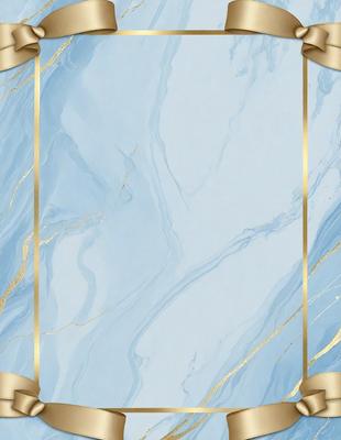 The primary subject of the image is a blue marble wall with gold accents. The setting is a room with a blue and white marble wall, and the visual style is a combination of digital art and illustration. The dominant colors are blue and gold, creating a luxurious and elegant atmosphere.
