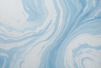 The primary subject of the image is a blue and white swirl pattern, which is the main object, scene, or focus of the image. The setting or background is a white surface, and the visual style appears to be a digital art or illustration. The dominant colors in the image are blue and white, creating a calming and soothing atmosphere.