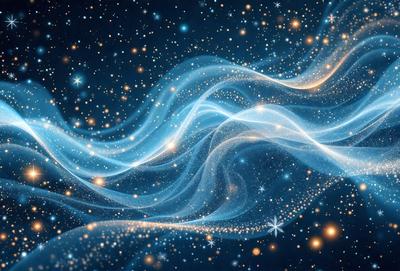 The primary subject of the image is a blue and white swirl, which appears to be a digital art or illustration. The setting is a night sky filled with stars, creating a serene and celestial atmosphere. The visual style is a combination of digital art and illustration, giving the image a unique and captivating appearance. The colors and mood of the image are predominantly blue and white, with the swirl and stars creating a sense of movement and tranquility.