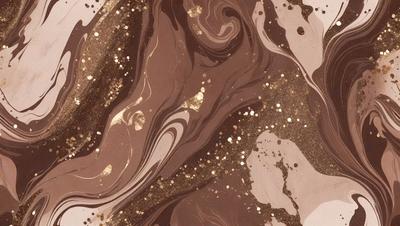 The primary subject of the image is a close-up of a chocolate-colored substance, possibly a chocolate sauce or a chocolate-flavored dessert. The setting is a table, and the visual style appears to be a close-up of the chocolate substance, possibly a photo or a digital artwork. The colors and mood of the image are predominantly brown and rich, giving the impression of a delicious and indulgent treat.