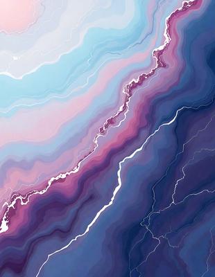 The primary subject of the image is a colorful, abstract design featuring a mix of pink, purple, and blue hues. The setting is a black background, which contrasts with the vibrant colors of the design. The visual style appears to be a combination of digital art and illustration, creating a unique and eye-catching pattern. The overall atmosphere of the image is lively and energetic, with the bold colors and intricate design elements capturing the viewer's attention.