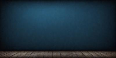 The primary subject of the image is a blue wall with a wooden floor. The setting is a room with a blue wall, and the visual style is a photo. The dominant colors are blue and wooden tones, creating a calm and serene atmosphere.