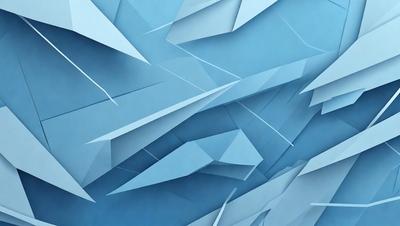 The primary subject of the image is a blue and white geometric pattern. The setting is a blue background, and the visual style appears to be a digital art or illustration. The dominant colors are blue and white, creating a calm and soothing atmosphere.