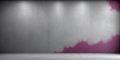The primary subject of the image is a wall with a pink stain on it. The setting is a concrete wall, and the visual style appears to be a photo. The dominant colors are pink and grey, creating a mood of a messy or unfinished space.