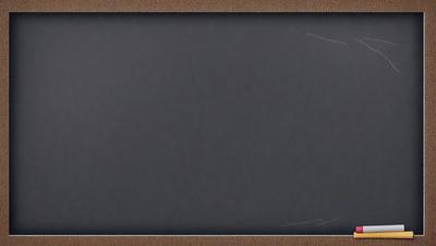 The primary subject of the image is a chalkboard with a black background. The setting is a classroom or a similar environment, as the chalkboard is placed on a desk. The visual style is a photo, capturing the chalkboard in its natural state. The colors and mood of the image are predominantly dark, with the black chalkboard and desk creating a moody atmosphere.