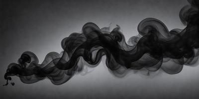 The primary subject of the image is a black and white smoke or vapor trail. The setting is a gray background, which contrasts with the smoke. The visual style is a black and white photo, giving the image a classic and timeless appearance. The colors and mood of the image are predominantly dark and moody, with the smoke creating a dramatic and mysterious atmosphere.