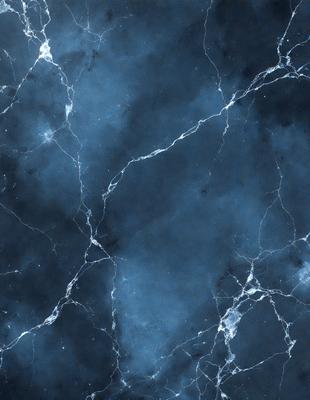 The primary subject of the image is a blue marble wall with a pattern of white veins. The setting is a dark room, and the visual style is a close-up of the marble wall. The colors and mood of the image are predominantly dark and moody, with the blue marble wall and white veins providing a contrasting and visually striking element.