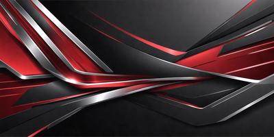 The primary subject of the image is a large, abstract design featuring a combination of red, silver, and black colors. The design appears to be a mix of a painting and a digital art piece. The setting is a black background, which contrasts with the vibrant colors of the design. The visual style is a blend of artistic expression and digital technology, creating a unique and eye-catching piece. The overall atmosphere of the image is dynamic and visually striking.