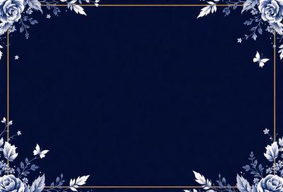 The primary subject of the image is a blue background with a pattern of leaves. The setting is a dark blue background, and the visual style appears to be a digital art or illustration. The colors and mood of the image are predominantly dark and moody, with the blue background and the pattern of leaves creating a sense of depth and intrigue.