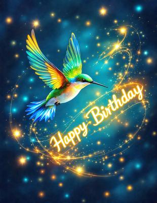 The primary subject of the image is a colorful butterfly flying in the air. The butterfly is surrounded by a blue background, which adds to the overall visual style of the image. The colors and mood of the image are vibrant and lively, as the butterfly is depicted in a bright and cheerful manner.