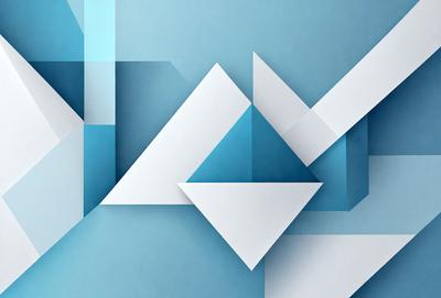 The primary subject of the image is a blue and white geometric pattern. The setting is a blue background, and the visual style appears to be a digital art or illustration. The dominant colors are blue and white, creating a calm and soothing atmosphere.