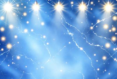 The primary subject of the image is a blue sky filled with bright, white stars. The setting is a night sky, and the visual style appears to be a digital art or illustration. The colors and mood of the image are predominantly blue and serene, creating a peaceful and celestial atmosphere.