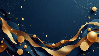 The primary subject of the image is a blue background with a starry night scene. The setting is a dark, star-filled sky, and the visual style is a combination of digital art and illustration. The colors and mood of the image are predominantly blue and serene, creating a sense of calmness and tranquility.