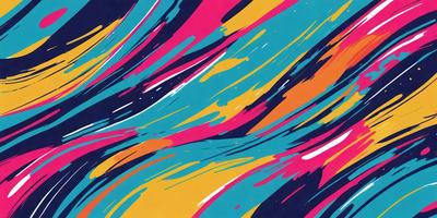 The primary subject of the image is a colorful, abstract painting featuring a mix of blue, orange, and yellow colors. The painting is displayed on a blue background, which adds to the vibrant atmosphere of the artwork. The visual style of the painting is a combination of digital art and illustration, creating a unique and eye-catching design. The colors and mood of the painting evoke a sense of energy and creativity, making it an appealing and engaging piece of art.