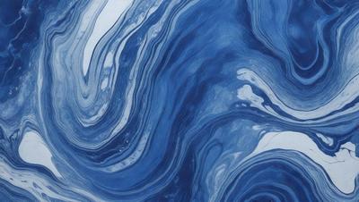 The primary subject of the image is a blue and white swirling pattern, which appears to be a painting or a digital artwork. The setting is a white surface, likely a canvas or a wall, where the artwork is displayed. The visual style suggests that the image is a creative and artistic representation of the swirling pattern. The dominant colors in the image are blue and white, creating a calming and serene atmosphere.