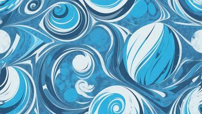 The primary subject of the image is a blue and white swirl pattern, which is the main object, scene, or focus of the image. The setting or background features a blue and white swirl pattern, which is the environment, backdrop, or surface visible in the image. The visual style of the image is digital art, as it is a digital illustration or drawing. The dominant colors in the image are blue and white, creating a calm and soothing atmosphere.