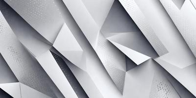 The primary subject of the image is a white geometric pattern, which appears to be a digital art or illustration. The setting is a white background, and the visual style is modern and minimalistic. The dominant colors are white and gray, creating a clean and simple atmosphere.