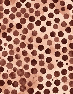 The primary subject of the image is a pattern of circles, which are arranged in a visually appealing manner. The setting is a brown surface, possibly a wall or a piece of fabric, with the circles covering the majority of the area. The visual style of the image is a combination of a photo and a digital art, as it appears to be a close-up of the circles, but the overall atmosphere is warm and inviting.