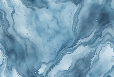The primary subject of the image is a blue and white painting of a marble-like surface. The setting is a blue and white marble-like surface, which serves as the background. The visual style is a painting, which gives the image a more artistic and creative appearance. The dominant colors are blue and white, creating a calm and serene atmosphere.