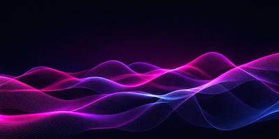 The primary subject of the image is a purple and pink wave pattern. The setting is a dark background, which contrasts with the vibrant colors of the wave pattern. The visual style is a digital art or illustration, as the wave pattern appears to be a digital creation. The dominant colors are purple and pink, creating a calming and soothing atmosphere.