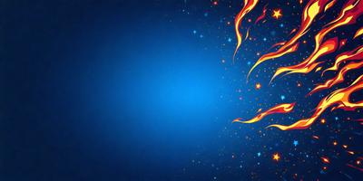 The primary subject of the image is a blue background with a pattern of stars. The setting is a dark, starry night, and the visual style is a digital art or illustration. The dominant colors are blue and orange, creating a serene and celestial atmosphere.