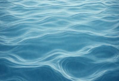 The primary subject of the image is a large body of blue water, which appears to be a lake or a large pond. The water is calm and serene, with gentle ripples and waves. The setting is outdoors, with the water being the main focus of the scene. The visual style of the image is a realistic representation of the water, capturing its natural beauty. The colors and mood of the image are predominantly blue, creating a sense of tranquility and peacefulness.
