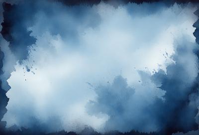 The primary subject of the image is a cloudy blue sky. The setting is a cloudy day, and the visual style is a painting or drawing. The colors and mood of the image are predominantly blue, creating a calm and serene atmosphere.