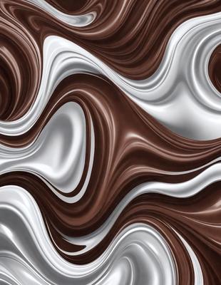 The primary subject of the image is a close-up of a chocolate-covered cake. The cake is decorated with a swirled pattern, giving it a visually appealing and appetizing appearance. The setting is a kitchen, with the cake placed on a table. The visual style of the image is a close-up, which emphasizes the details of the cake's decoration. The colors and mood of the image are predominantly brown and warm, evoking a sense of