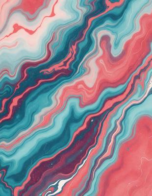 The primary subject of the image is a colorful, abstract design featuring a mix of red, blue, and pink hues. The setting is a wall with a patterned surface, which adds to the visual style of the image. The colors and mood of the image are vibrant and lively, creating a sense of energy and creativity.